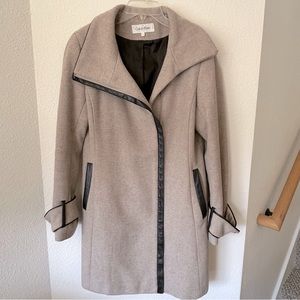 Calvin Klein winter coat. Wool blend w/ faux leather trim. Women’s Size: 6